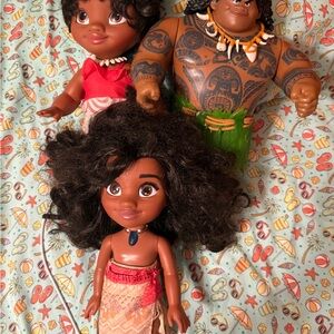 Disney Moana and Maui Doll Trio - Brown and Green